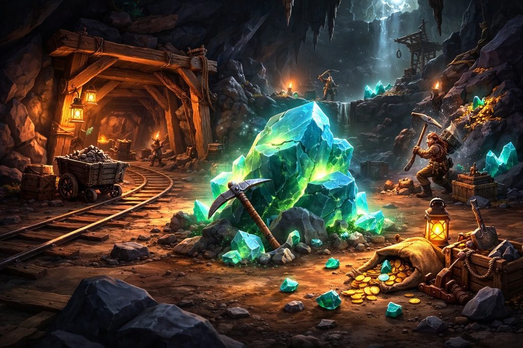 WoW TBC Classic mining fel iron ore inside an Outland mining cave