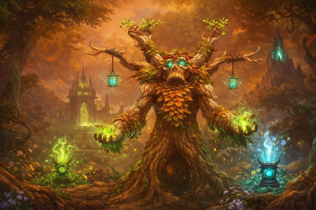 WoW TBC Classic restoration druid channeling nature healing magic in the Outland environment