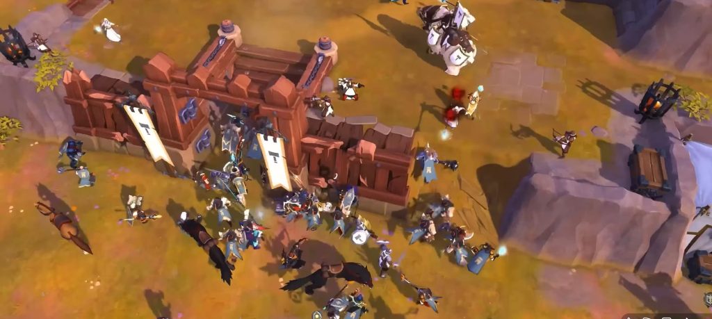 Albion Online players gathering for guild combat and open world PvP