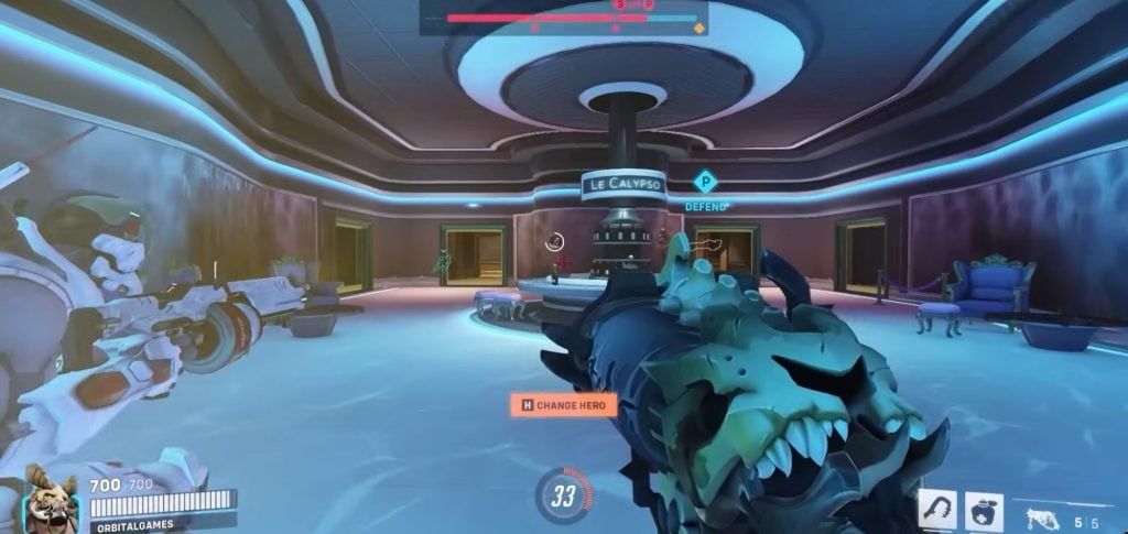 Overwatch 2 Tank-Held kämpft auf einer Kontrollkarte