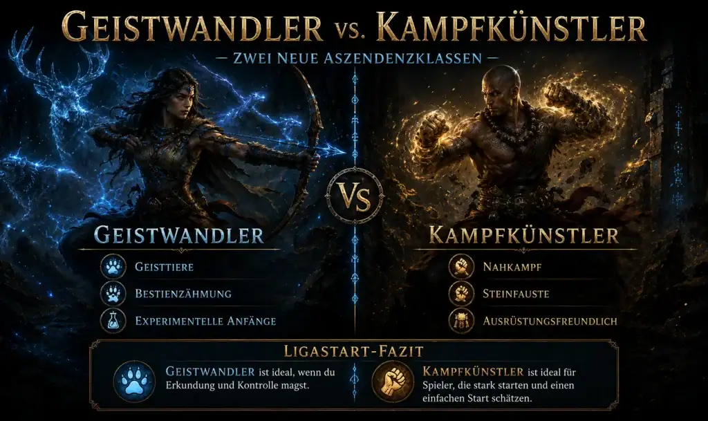 PoE 2 Spirit Walker vs Martial Artist Vergleich der zwei neuen Aszendenzklassen in Patch 0.5
