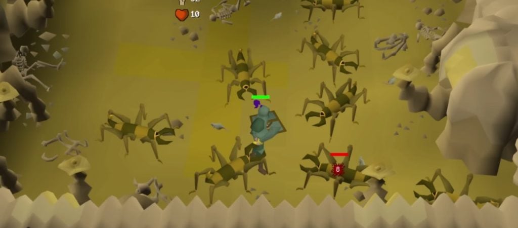 Joueur OSRS combattant des scorpions pendant son entraînement au combat