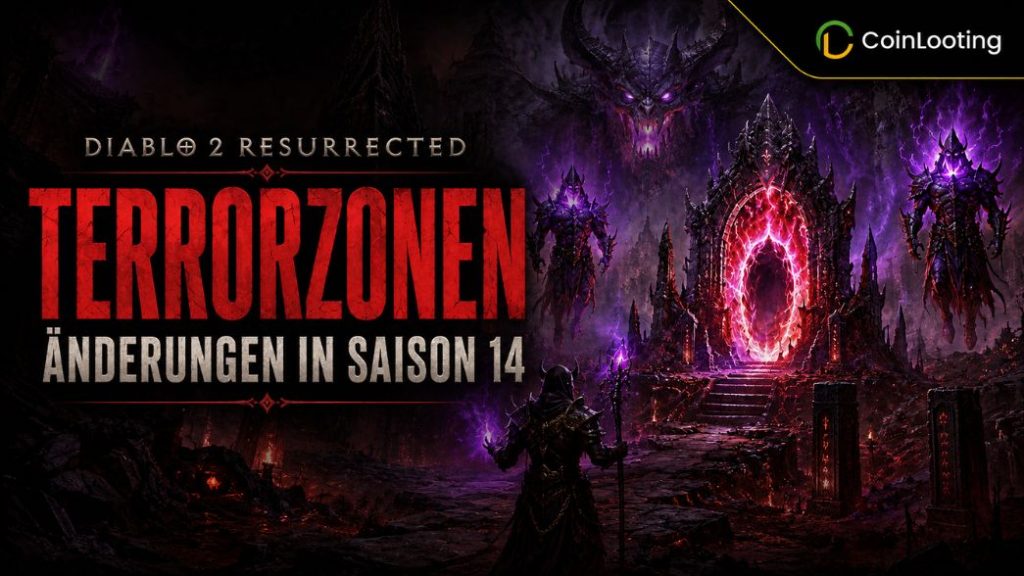 Diablo 2 Resurrected Terrorzonen-Änderungen in Saison 14 mit rotem Portal und düsterer Szene