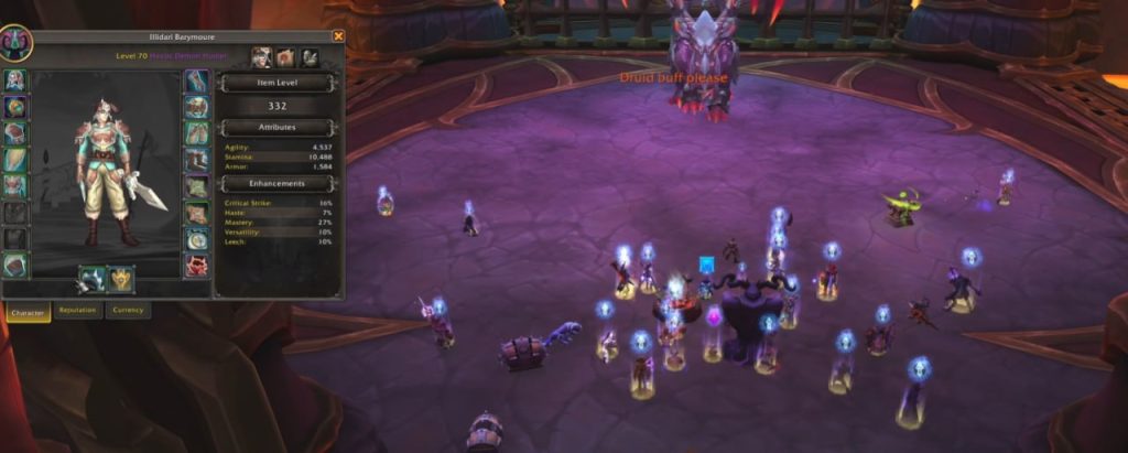 WoW Raid-Gruppe bereitet sich auf einen Bosskampf vor