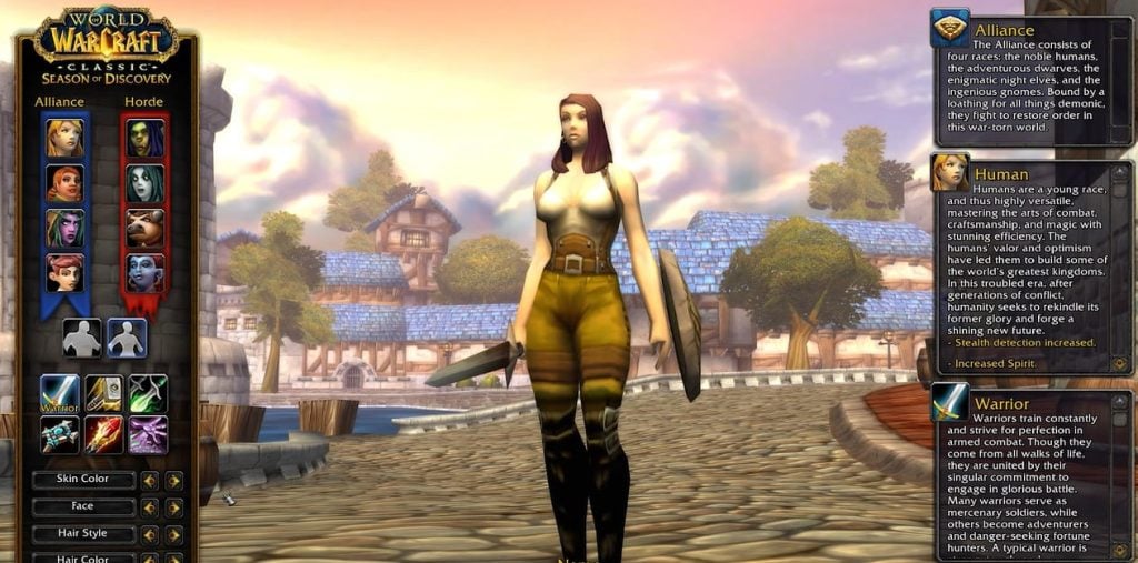 Menschlicher Krieger bei der Charaktererstellung in WoW Classic Season of Discovery