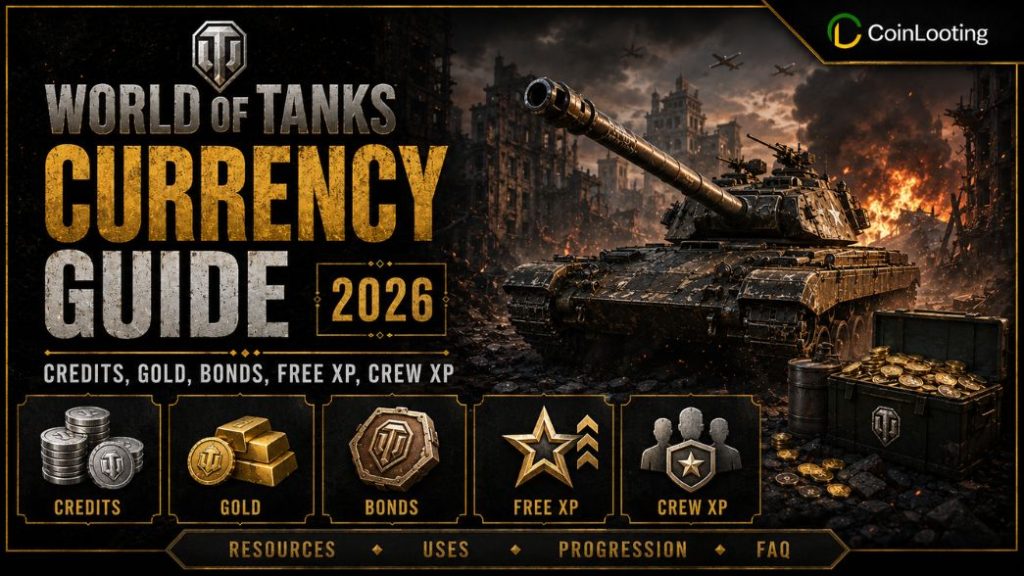 World of Tanks Currency Guide showing Credits, Gold, Bonds, Free XP, and Crew XP