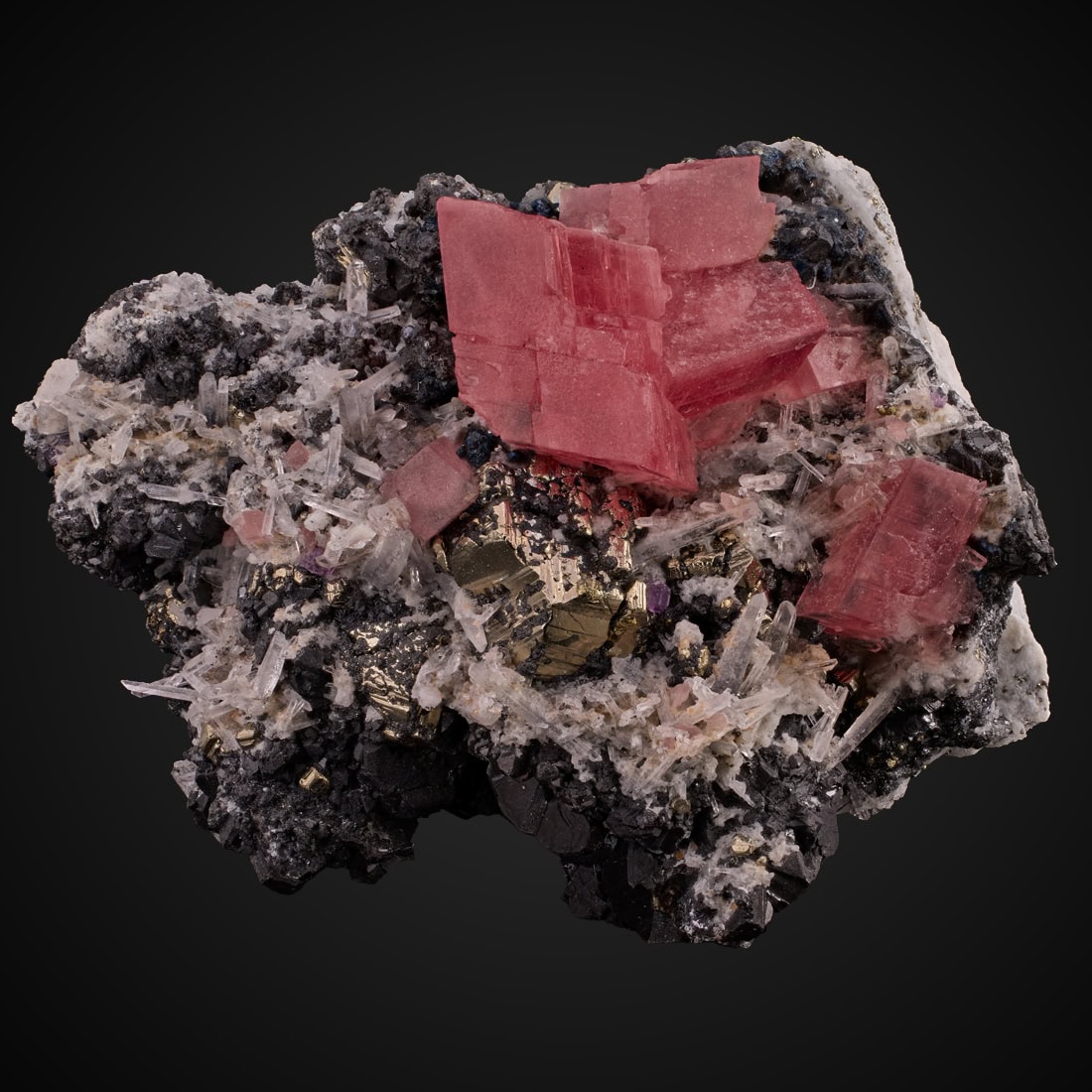 Rhodochrosite, Pyrite, Sphalerite