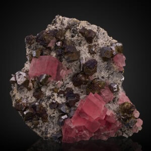 Rhodochrosite, Galena, Bornite
