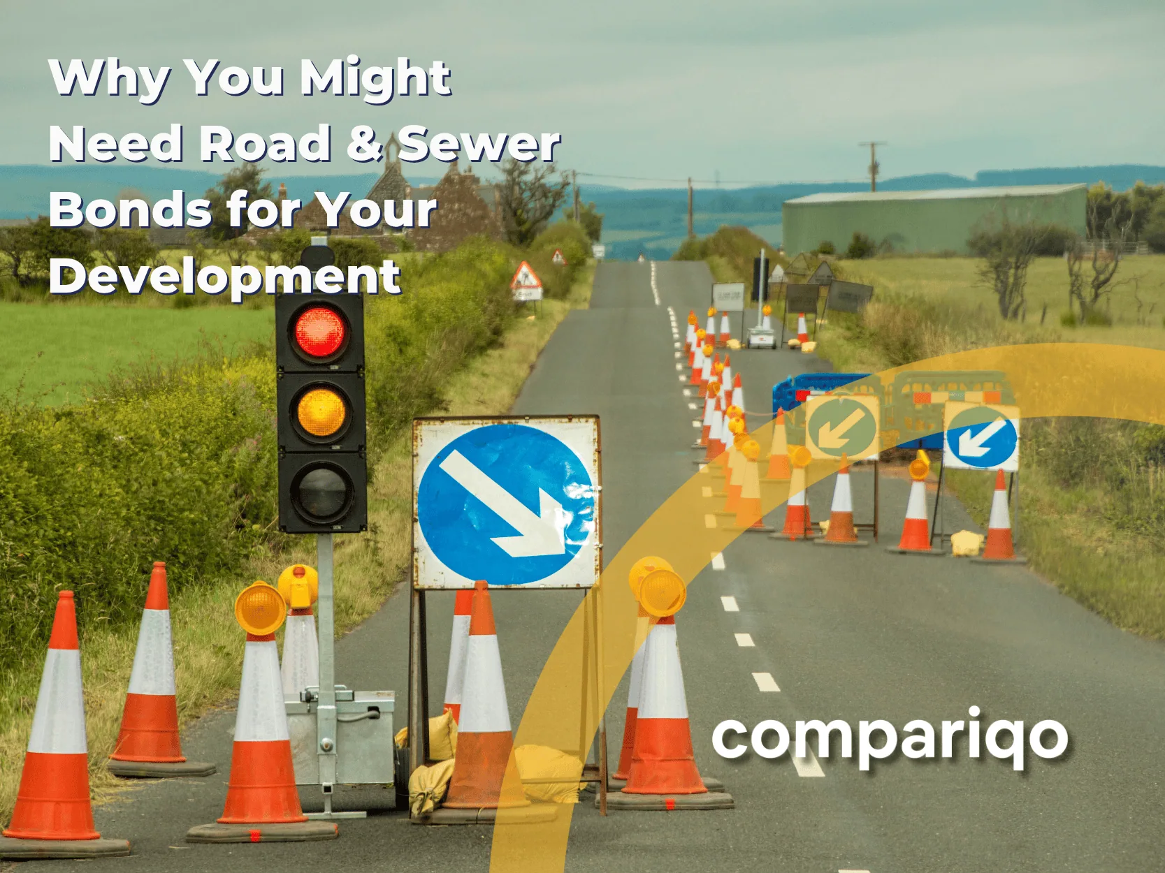 image of UK roadworks where road & sewer bonds may be required