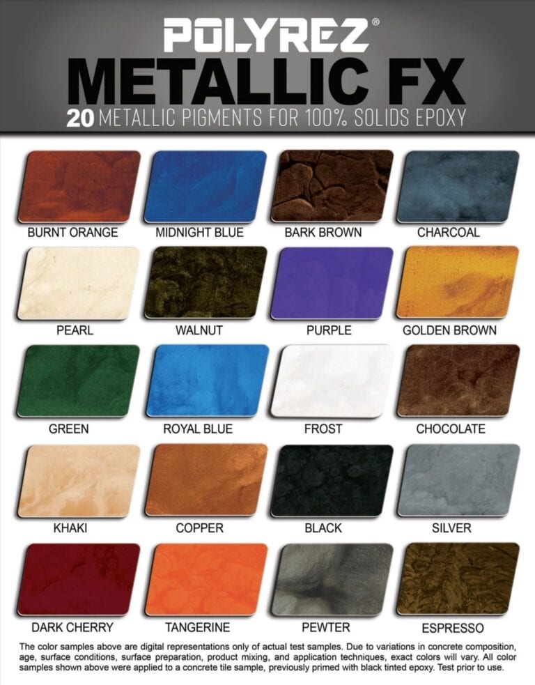 Metallic FX pigment color chart
