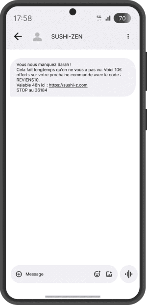 Réactivation (Win-Back) par SMS marketing pro