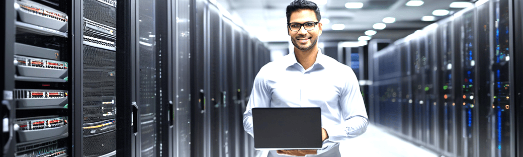 Ingenieur informatique en salle serveurs