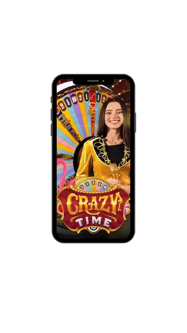 Interface de l'application web Crazy Time sur écran de smartphone Android