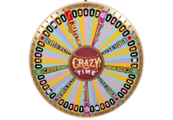 Roue de la fortune Crazy Time avec les 54 segments d'Evolution Gaming