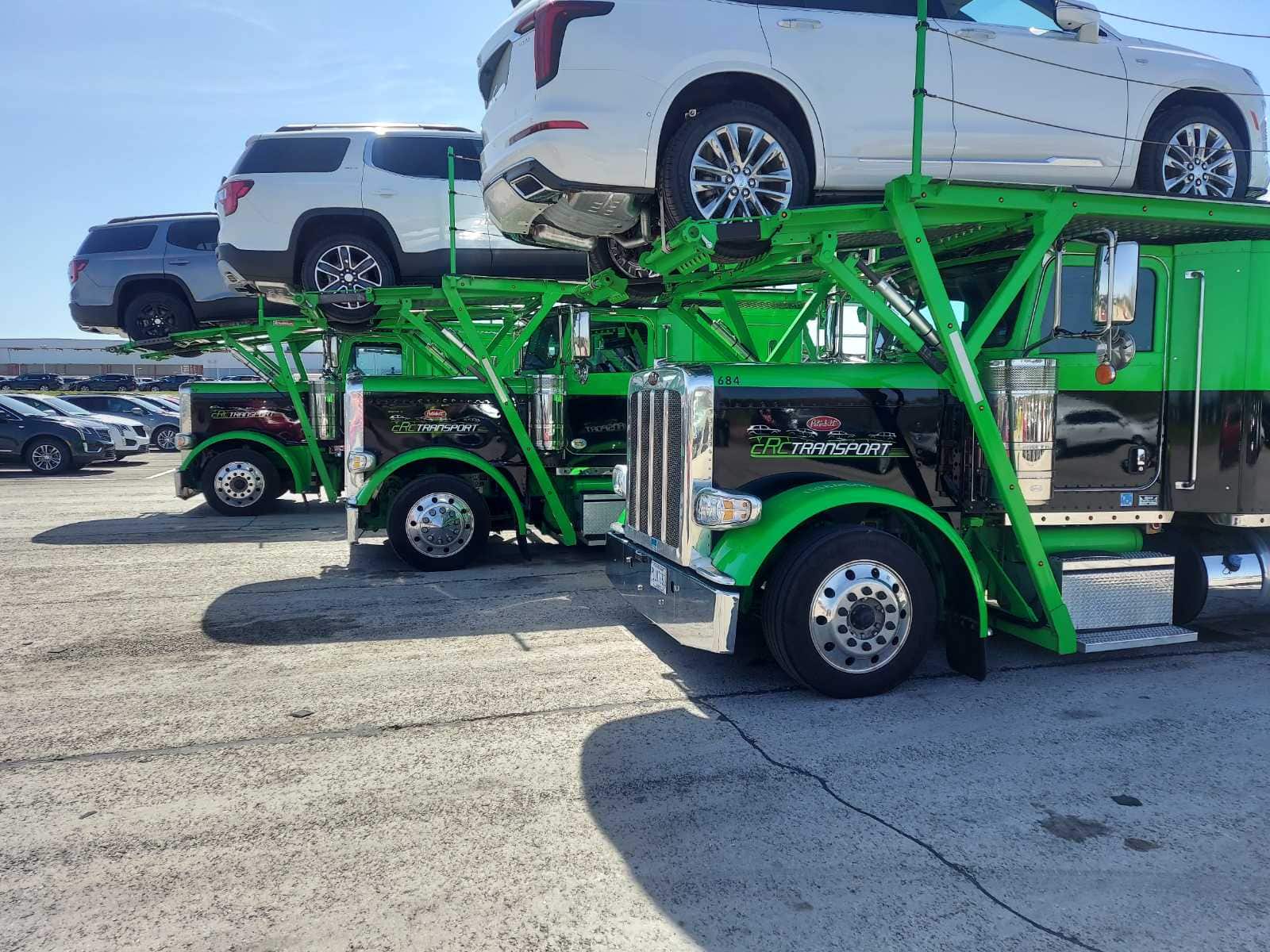 green car hauler