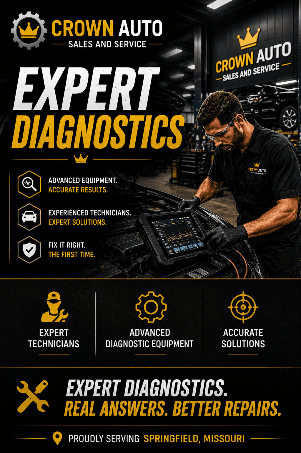 Check engine light diagnostic completed at Crown Auto in Springfield MO