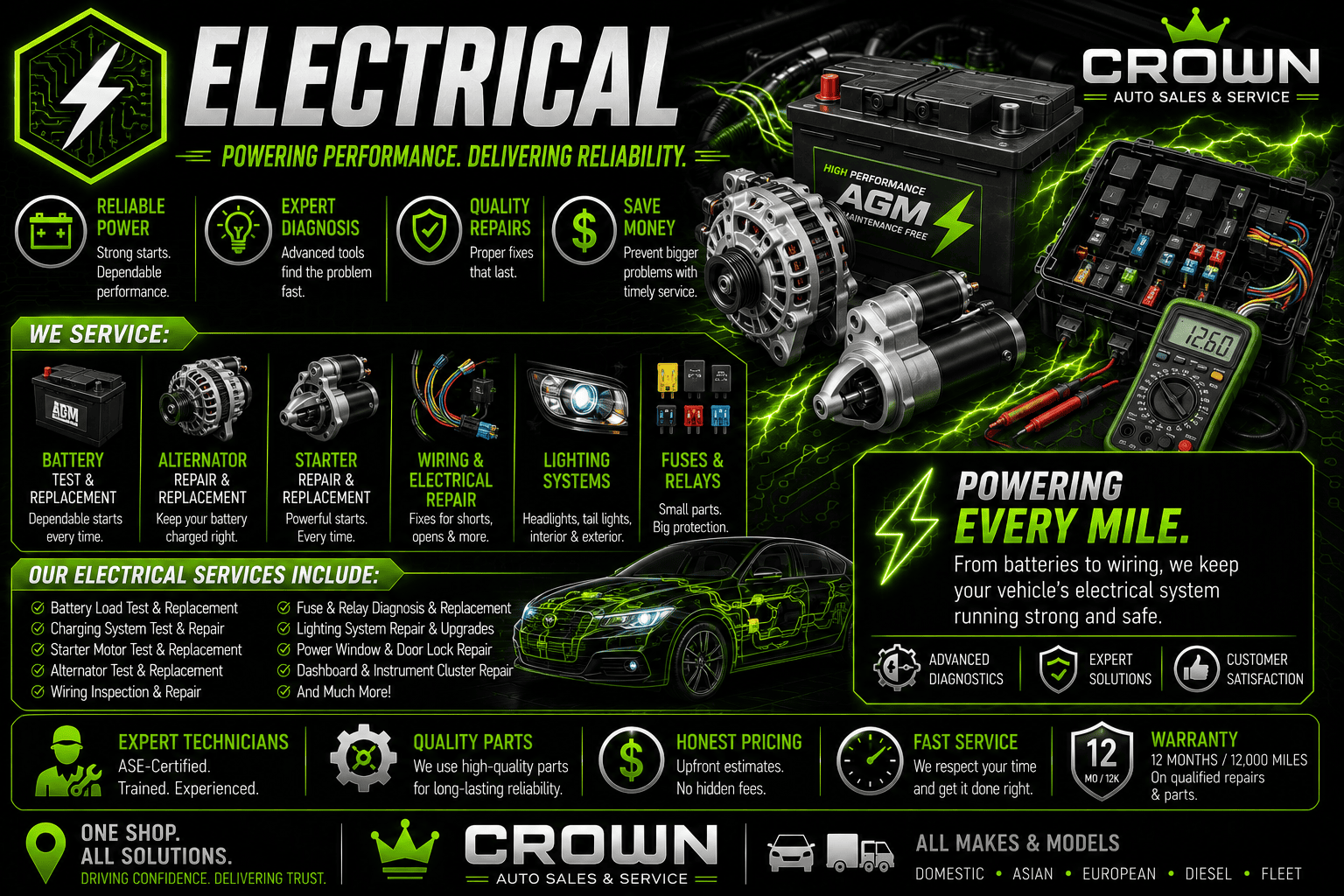 Automotive electrical battery alternator and starter repair in Springfield Missouri