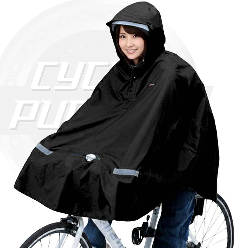 kawasumi(カワスミ)膝を雨から守るレインポンチョ(KW-910BK/ライト窓付き/クロスバイク&一般車用/ブラック)