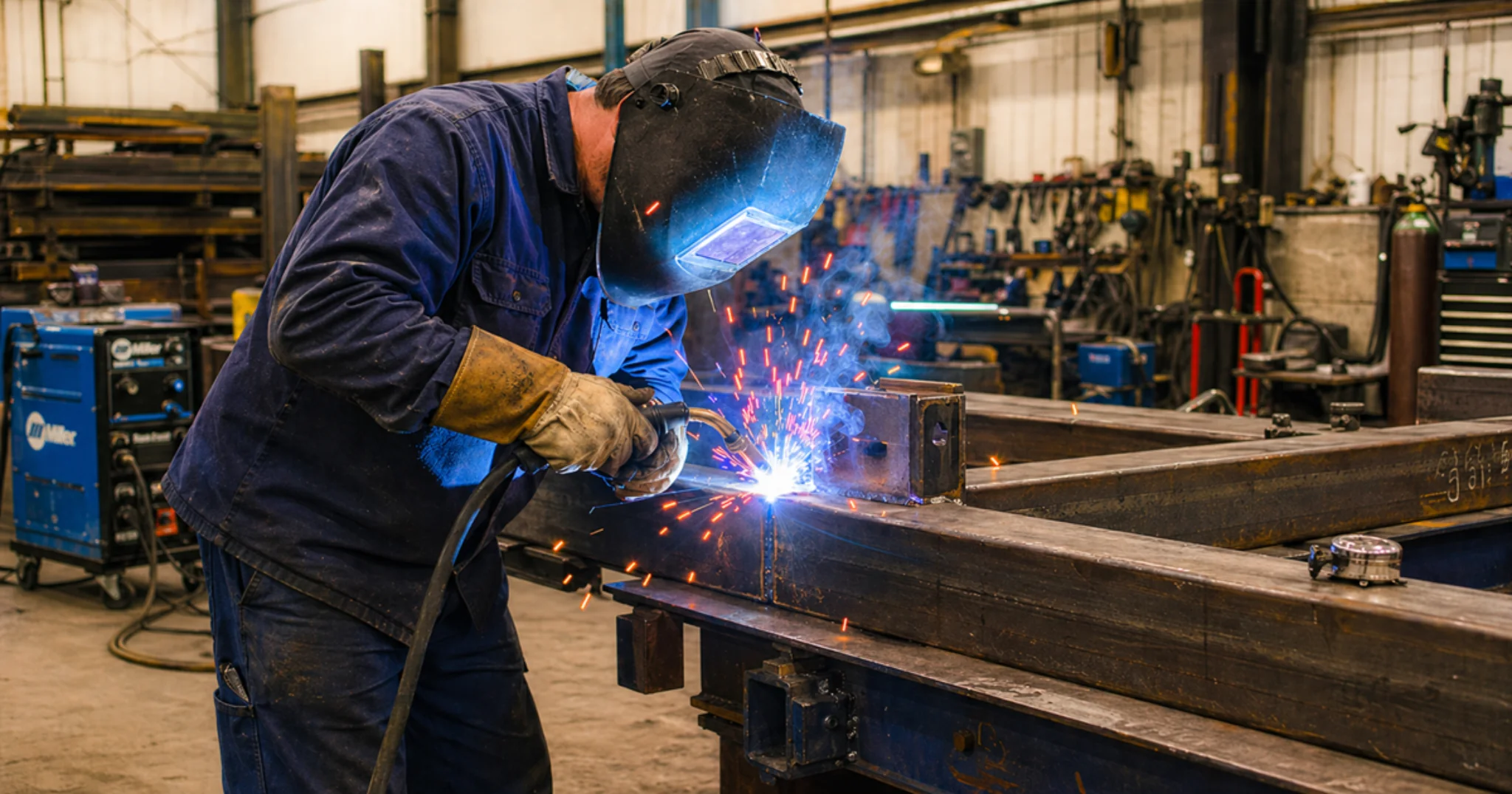 Welder operating under a hot work permit