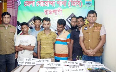 তানোরের ডাকাতি মামলায় লুন্ঠিত মালামাল উদ্ধার’সহ ৮ ডাকাতকে গ্রেফতার করেছে রাজশাহী জেলা গোয়েন্দা পুলিশ