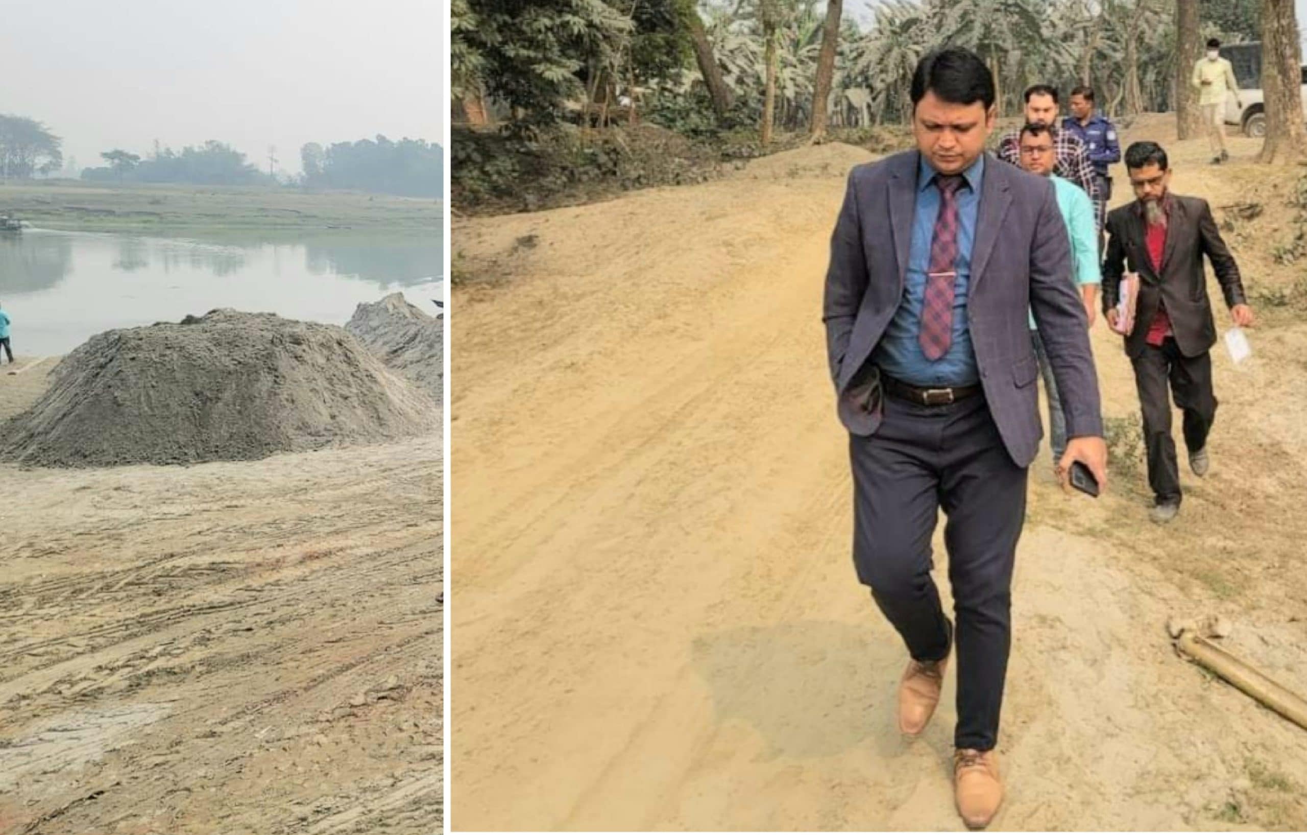 ত্রিশালে অবৈধ বালু উত্তোলনকারীদের বিরুদ্ধে এসিল্যান্ডের অভিযান