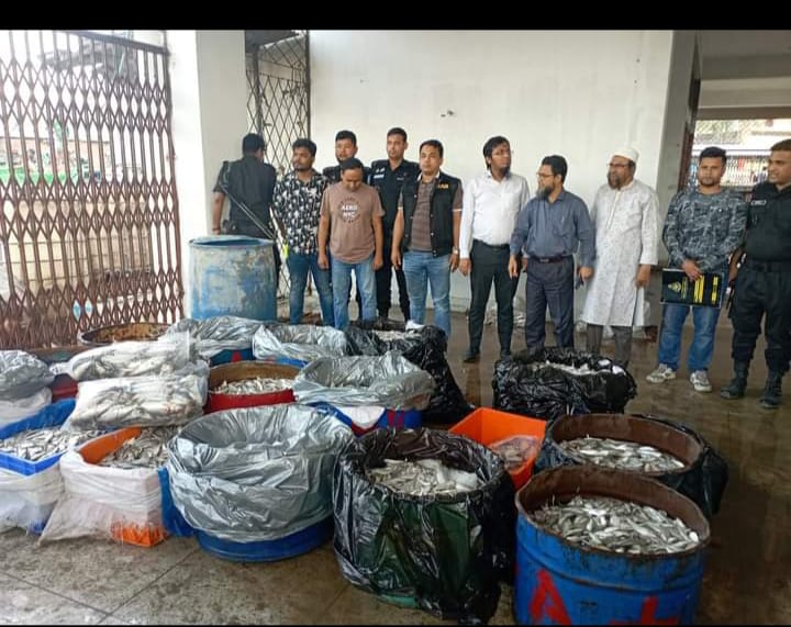 রাজধানী যাত্রাবাড়ী মৎস্য  আড়তে বিপুল পরিমান জাটকা আটক
