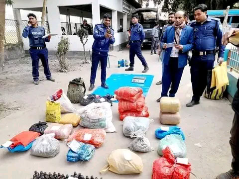গাইবান্ধার গোবিন্দগঞ্জে বিভিন্ন মামলার  জব্দকৃত বিপুল পরিমাণ মাদকদ্রব্য ধ্বংস করা হয়েছে।