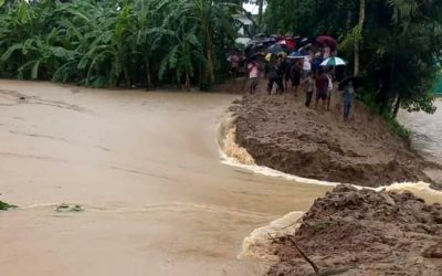 ভারী বৃষ্টি ও ভারতীয় পাহাড়ি ঢলে ভাঙন দেখা দিয়েছে ফেনীর মুহুরি নদীর বেড়িবাঁধে