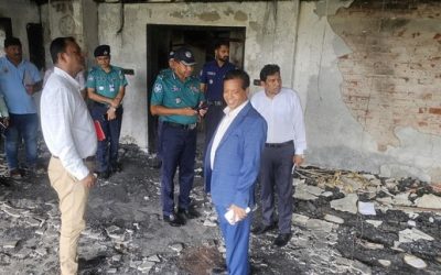 নগর ভবন পরিদর্শনে রাসিক প্রশাসক ও আরএমপি কমিশনার