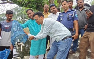 কোটালীপাড়ায় পোনা মাছ অবমুক্তকরণ