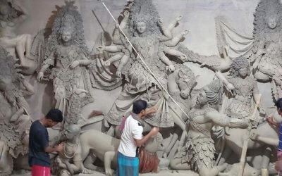 শ্যামনগরে শারদীয় দুর্গা পূজার প্রস্তুতি চলছে বেশ তোড়জোড়ে