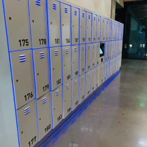 gray numbered lockers