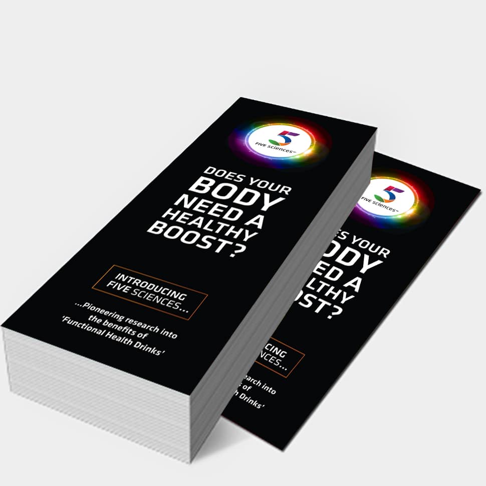 five sciences dl leaflet display, designwest, ireland