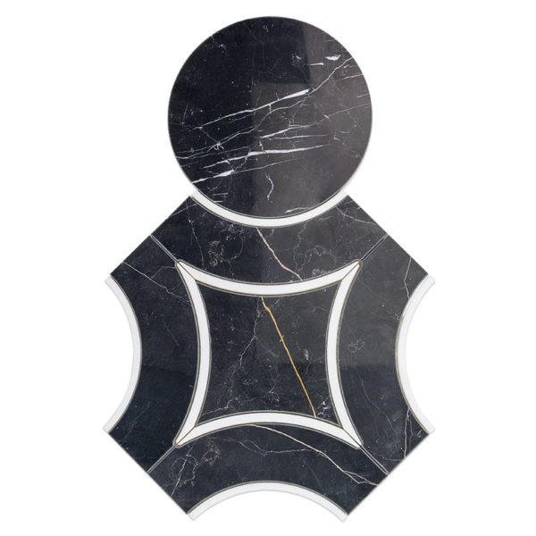Mj Star 2.0 Nero Marquina With Thassos Lines And Nero Marquina Circle