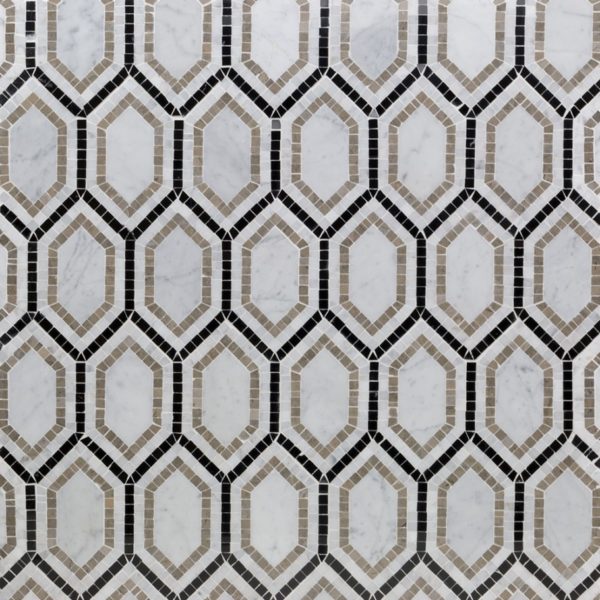 New Era White Carrara Long Hexagon With Lagos, White Carrara, Black