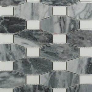 Long Octagon Pattern Dark Bardiglio & Thassos Dot