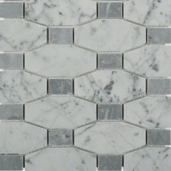 Long Octagon Pattern White Carrara & Light Bardiglio Dot