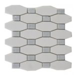 Long Octagon Pattern White Thassos & Blue Celeste Dot