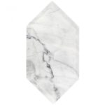 Elongated Beveled Hexagon White Carrara