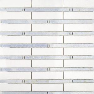 Bamboo Pattern White Thassos & Blue Celeste Line