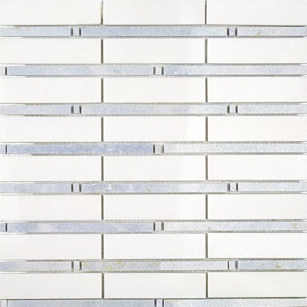 Bamboo Pattern White Thassos & Blue Celeste Line