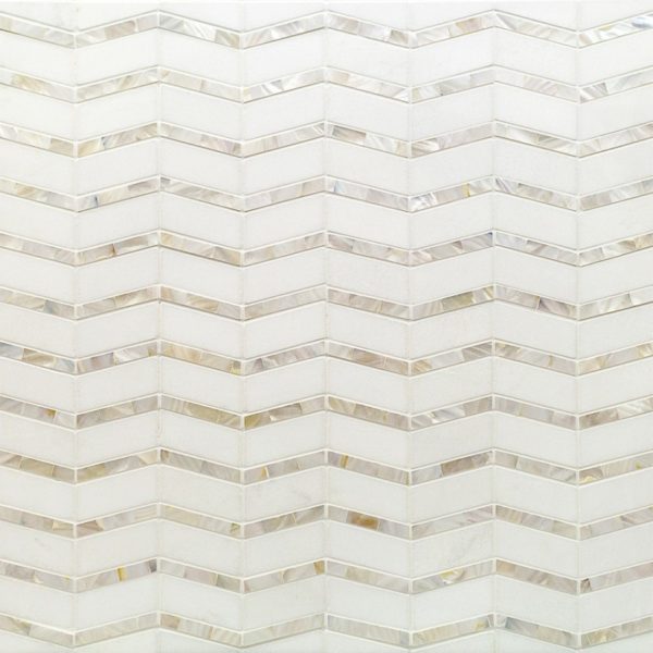 Heraldry White Thassos With Mother Of Pearl Line