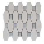 Long Octagon Pattern White Thassos & Blue Celeste Dot