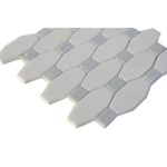 Long Octagon Pattern White Thassos & Blue Celeste Dot