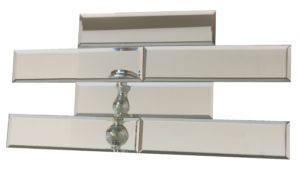 Silver Finish Mirror Glass w/beveled edges 4" x 16"