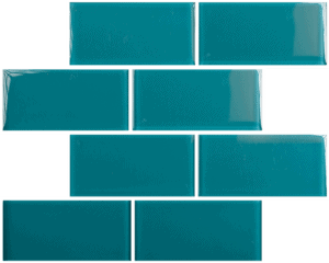 Teal 3" x 6" Subway Glass