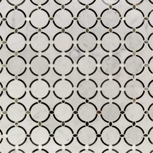 MJ Vision Halo – White Carrara with Nero Glass Circles & Silver Mirror