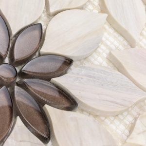 Mj Rain Flower – Wooden Beige, Taupe & Beige Glass