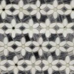 MJ Dahlia White Thassos & Gray Marble with Silver Mirror Dot