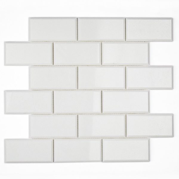 White Carrara 2 x 4 Beveled Brick